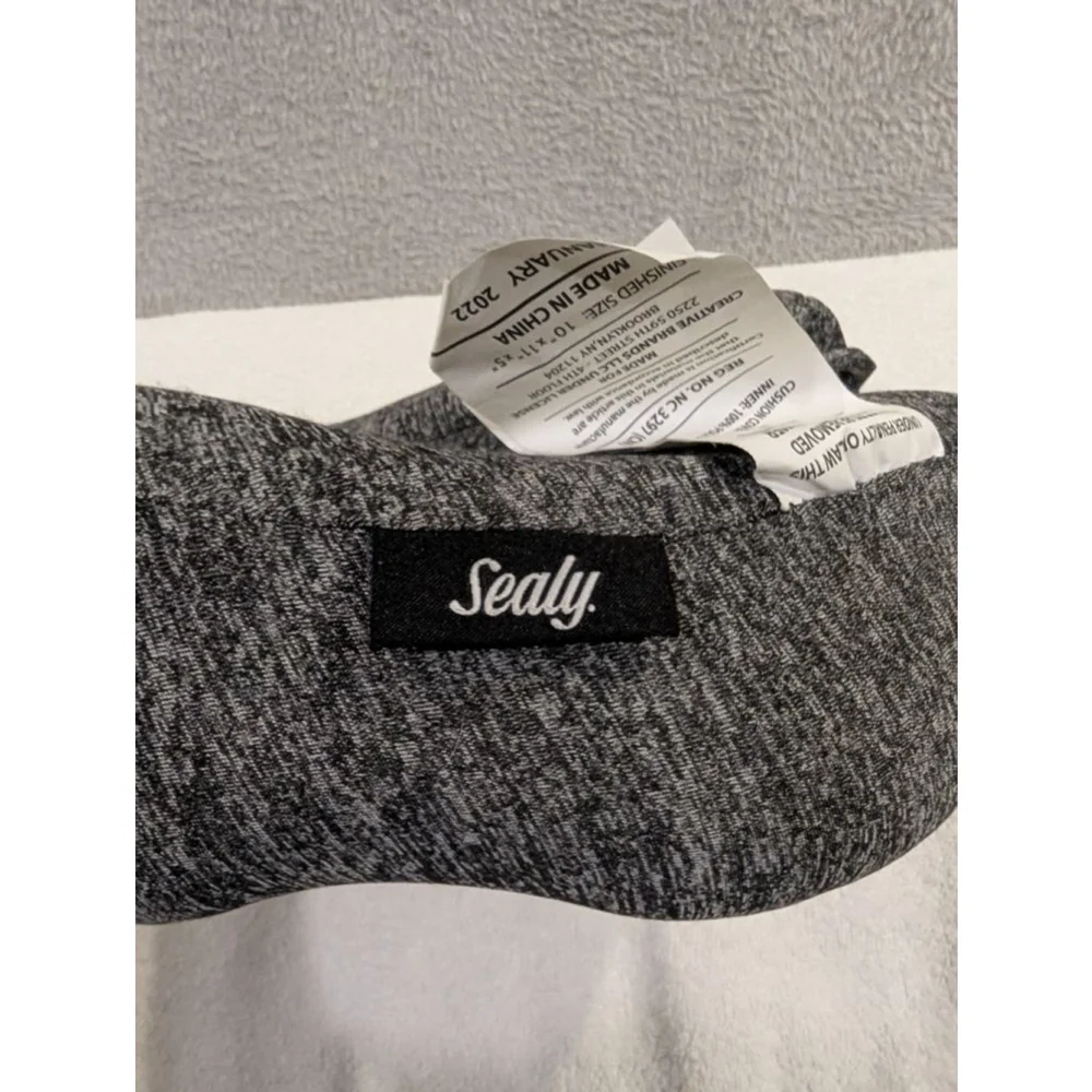 Sealy Gray & Black Travel Neck Pillow Snap Closure Removable Cover